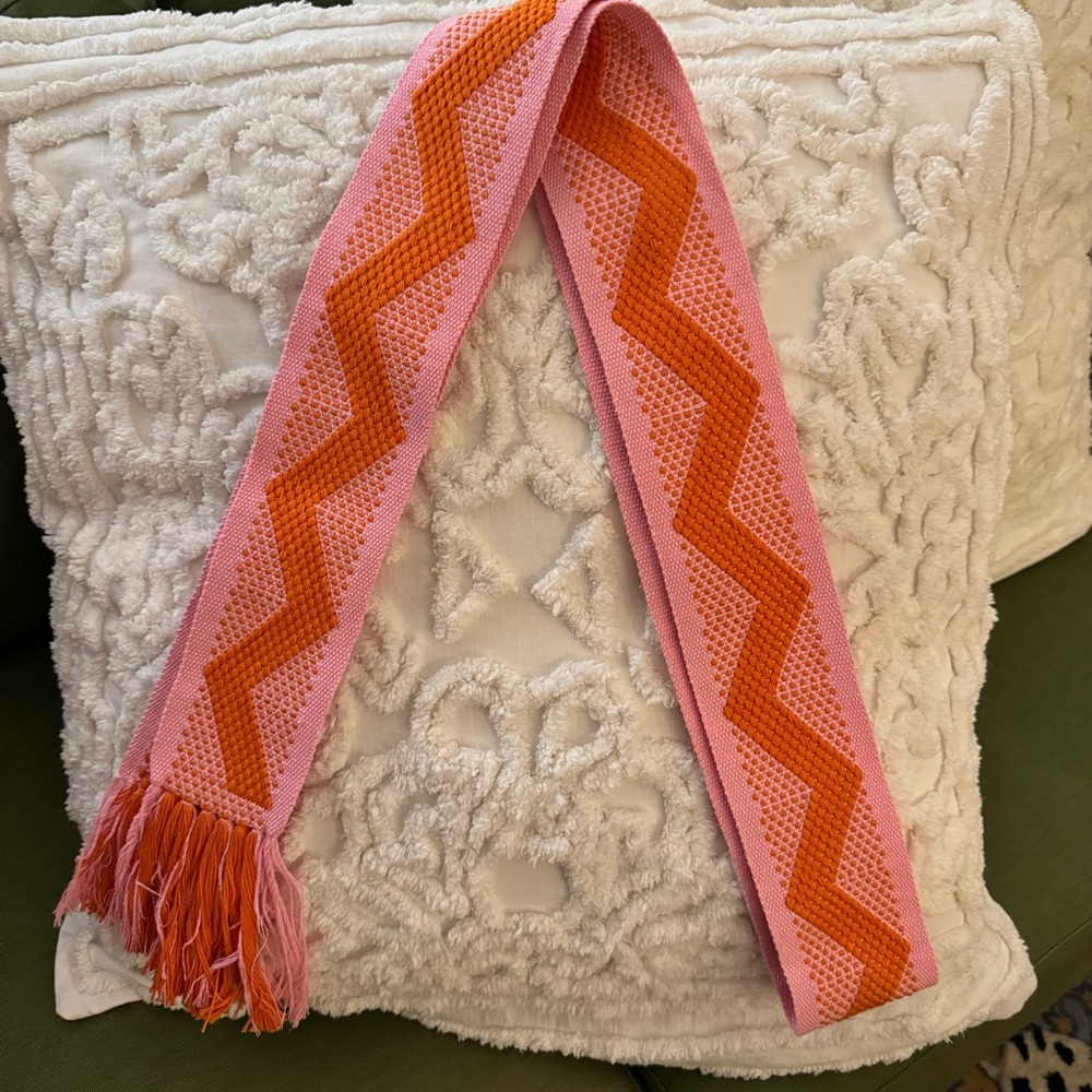 Pippa Holt Pink and Orange Zigzag Woven belt no 124